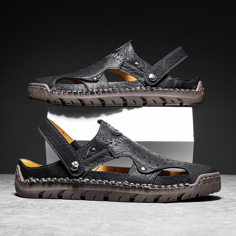 (⏰Limited Time Sale 49% OFF🔥)Men's Full-Grain Leather Sandals – Closed-Toe, Adjustable for Fishing & Gardening-SCSLUXE