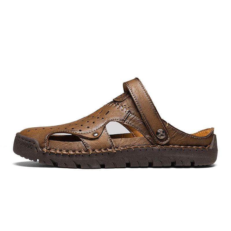 (⏰Limited Time Sale 49% OFF🔥)Men's Full-Grain Leather Sandals – Closed-Toe, Adjustable for Fishing & Gardening-SCSLUXE