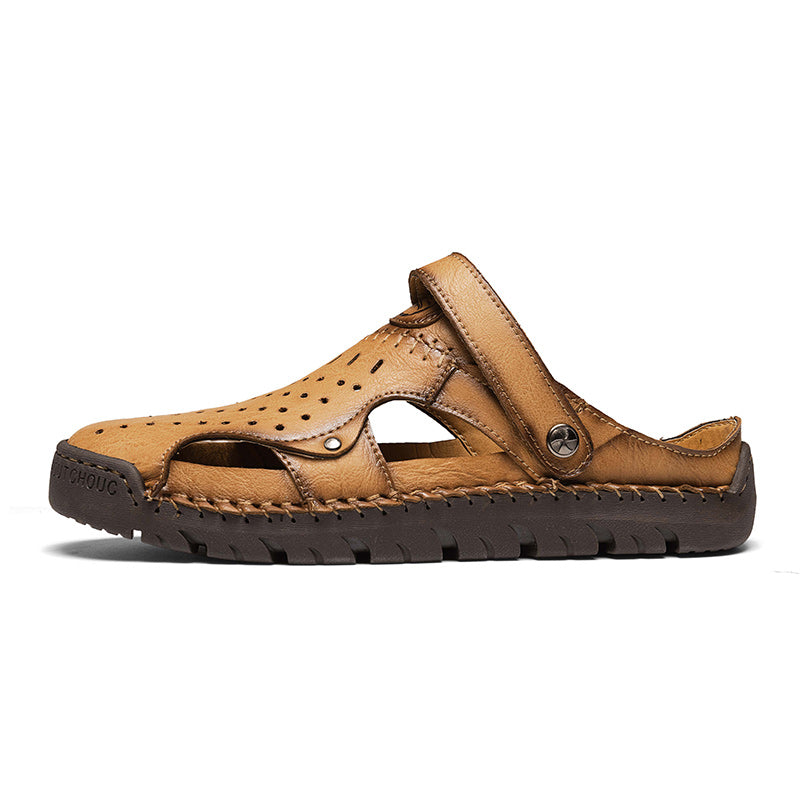 (⏰Limited Time Sale 49% OFF🔥)Men's Full-Grain Leather Sandals – Closed-Toe, Adjustable for Fishing & Gardening-SCSLUXE