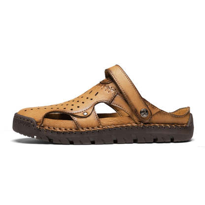 (⏰Limited Time Sale 49% OFF🔥)Men's Full-Grain Leather Sandals – Closed-Toe, Adjustable for Fishing & Gardening-SCSLUXE