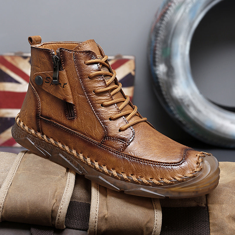 (⏰NOW ON:49% OFF Sale! 🔥)Men’s Leather Work & Motorcycle Chukka Boots – Durable, Lightweight, Non-Slip Sole with Ankle Support for Long Rides & Long Days-SCSLUXE