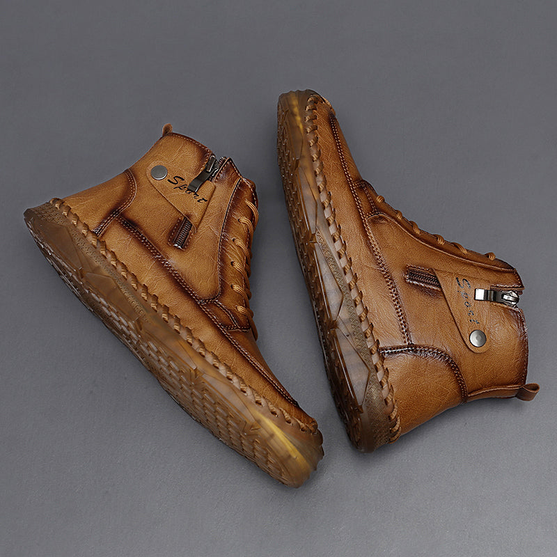 (⏰NOW ON:49% OFF Sale! 🔥)Men’s Leather Work & Motorcycle Chukka Boots – Durable, Lightweight, Non-Slip Sole with Ankle Support for Long Rides & Long Days-SCSLUXE