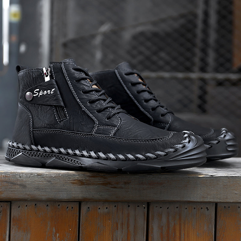 (⏰NOW ON:49% OFF Sale! 🔥)Men’s Leather Work & Motorcycle Chukka Boots – Durable, Lightweight, Non-Slip Sole with Ankle Support for Long Rides & Long Days-SCSLUXE