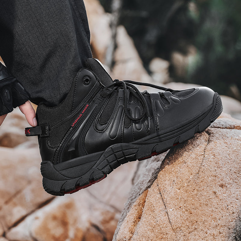 (🔥Last Day Promotion 70% OFF 🎁) Men’s Leather Hiking and Work Boots, Waterproof Lightweight Orthopedic Comfort, Slip Resistant Anti Puncture, Shock Absorbing Arch and Ankle Support, for Wet Trails Construction and Long Walks-SCSLUXE