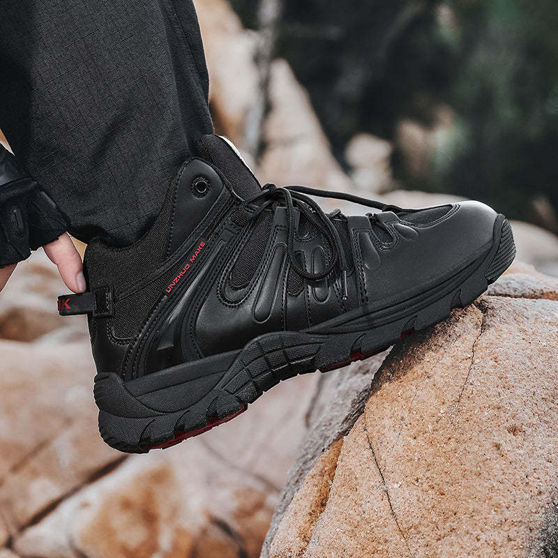 (🔥Last Day Promotion 70% OFF 🎁) Men’s Leather Hiking and Work Boots, Waterproof Lightweight Orthopedic Comfort, Slip Resistant Anti Puncture, Shock Absorbing Arch and Ankle Support, for Wet Trails Construction and Long Walks-SCSLUXE