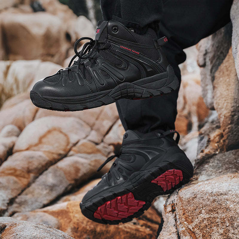 (🔥Last Day Promotion 70% OFF 🎁) Men’s Leather Hiking and Work Boots, Waterproof Lightweight Orthopedic Comfort, Slip Resistant Anti Puncture, Shock Absorbing Arch and Ankle Support, for Wet Trails Construction and Long Walks-SCSLUXE