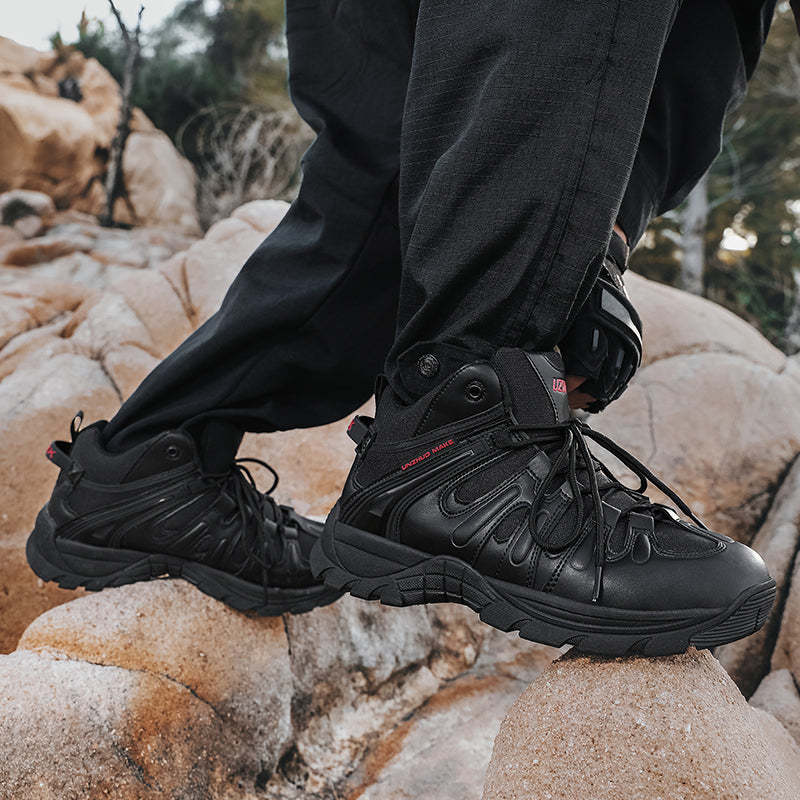 (🔥Last Day Promotion 70% OFF 🎁) Men’s Leather Hiking and Work Boots, Waterproof Lightweight Orthopedic Comfort, Slip Resistant Anti Puncture, Shock Absorbing Arch and Ankle Support, for Wet Trails Construction and Long Walks-SCSLUXE