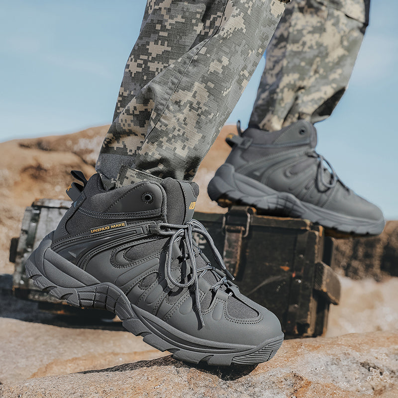 (🔥Last Day Promotion 70% OFF 🎁) Men’s Leather Hiking and Work Boots, Waterproof Lightweight Orthopedic Comfort, Slip Resistant Anti Puncture, Shock Absorbing Arch and Ankle Support, for Wet Trails Construction and Long Walks-SCSLUXE