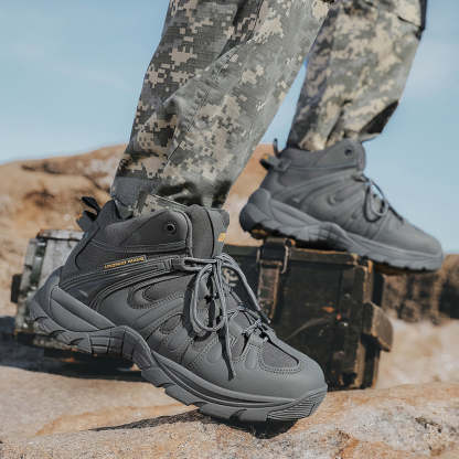 (🔥Last Day Promotion 70% OFF 🎁) Men’s Leather Hiking and Work Boots, Waterproof Lightweight Orthopedic Comfort, Slip Resistant Anti Puncture, Shock Absorbing Arch and Ankle Support, for Wet Trails Construction and Long Walks-SCSLUXE