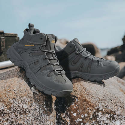 (🔥Last Day Promotion 70% OFF 🎁) Men’s Leather Hiking and Work Boots, Waterproof Lightweight Orthopedic Comfort, Slip Resistant Anti Puncture, Shock Absorbing Arch and Ankle Support, for Wet Trails Construction and Long Walks-SCSLUXE