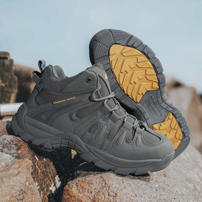 (🔥Last Day Promotion 70% OFF 🎁) Men’s Leather Hiking and Work Boots, Waterproof Lightweight Orthopedic Comfort, Slip Resistant Anti Puncture, Shock Absorbing Arch and Ankle Support, for Wet Trails Construction and Long Walks-SCSLUXE