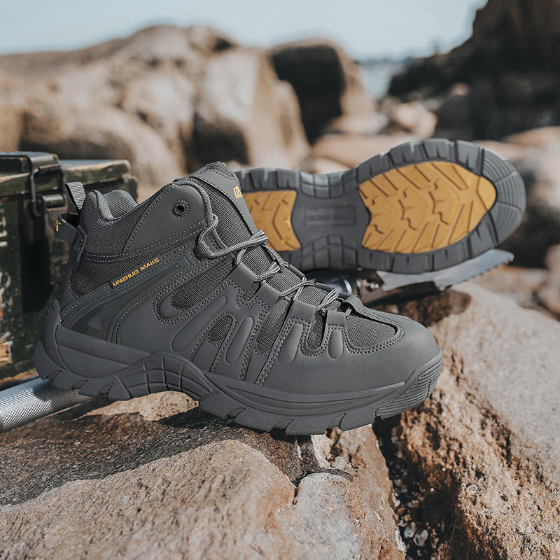 (🔥Last Day Promotion 70% OFF 🎁) Men’s Leather Hiking and Work Boots, Waterproof Lightweight Orthopedic Comfort, Slip Resistant Anti Puncture, Shock Absorbing Arch and Ankle Support, for Wet Trails Construction and Long Walks-SCSLUXE