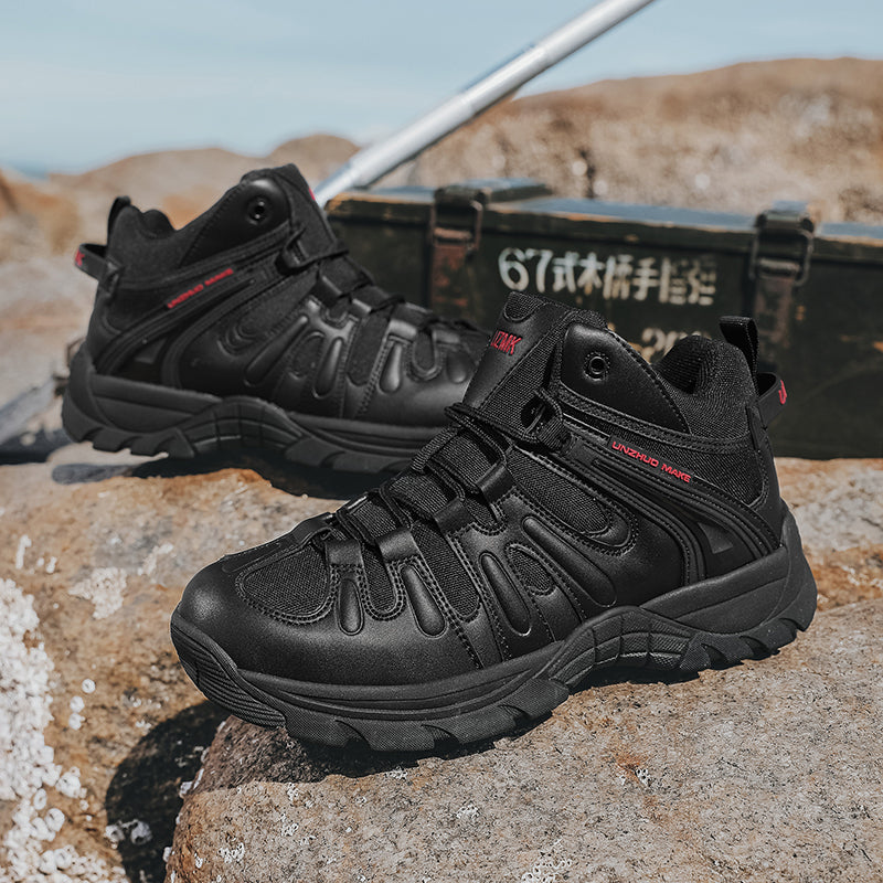 (🔥Last Day Promotion 70% OFF 🎁) Men’s Leather Hiking and Work Boots, Waterproof Lightweight Orthopedic Comfort, Slip Resistant Anti Puncture, Shock Absorbing Arch and Ankle Support, for Wet Trails Construction and Long Walks-SCSLUXE