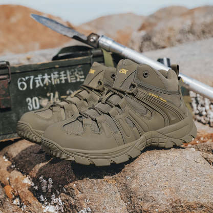 (🔥Last Day Promotion 70% OFF 🎁) Men’s Leather Hiking and Work Boots, Waterproof Lightweight Orthopedic Comfort, Slip Resistant Anti Puncture, Shock Absorbing Arch and Ankle Support, for Wet Trails Construction and Long Walks-SCSLUXE