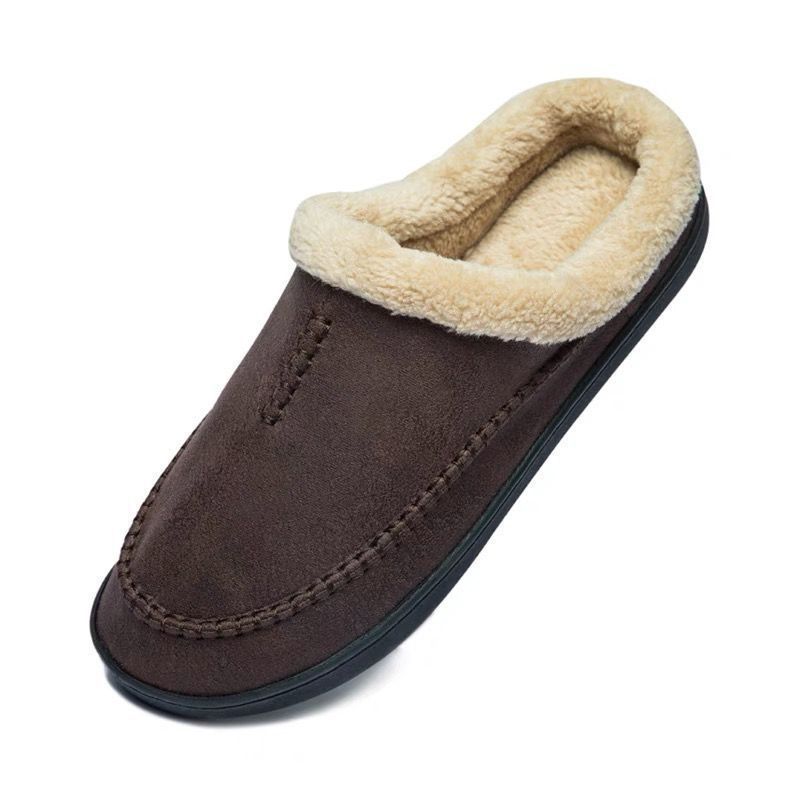 Men’s Warm Slip-On House Slippers – Fleece Lined, Non-Slip Sole for Indoor/Quick Outdoor Use
