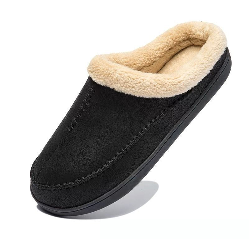 Men’s Warm Slip-On House Slippers – Fleece Lined, Non-Slip Sole for Indoor/Quick Outdoor Use