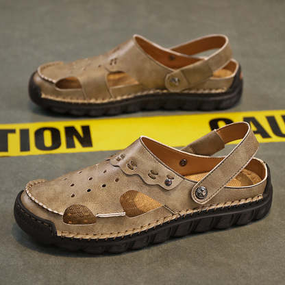 (⏰Last Day 49% OFF🔥)Men's 40+ Orthopedic Closed-Toe Sandals – Full-Grain Leather, Adjustable, Handmade for Fishing, Gardening & Daily Wear-SCSLUXE