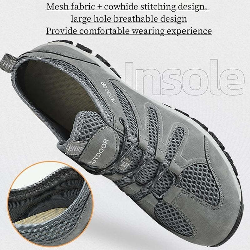 Men's Genuine Leather Breathable Lightweight Arch Support Hiking Orthopedic Shoes