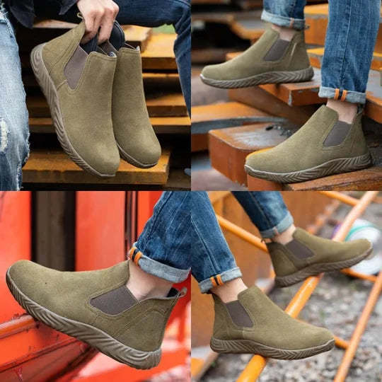 (Multiple Protection👍)High Quality Work Boots - Super Wear-Resistant Leather Material Kevlar Sole Anti-Impact Steel Toe Orthotic Insole-SCSLUXE