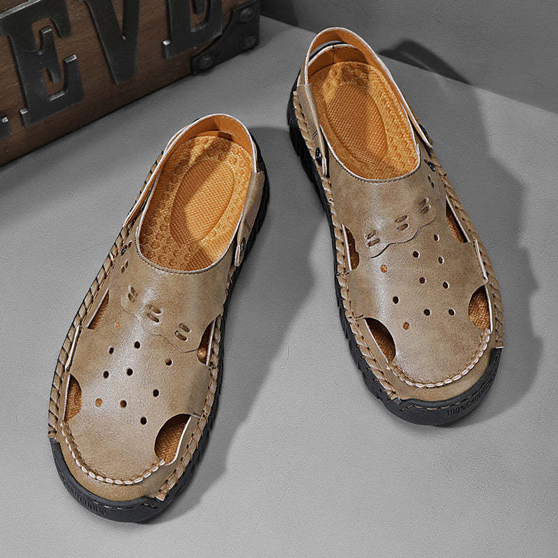 (⏰Last Day 49% OFF🔥)Men's 40+ Orthopedic Closed-Toe Sandals – Full-Grain Leather, Adjustable, Handmade for Fishing, Gardening & Daily Wear-SCSLUXE