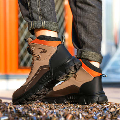 Men's Steel Toe Hand Stitched Cow Leather Boots Motorcycle Boots Work Boots Hiking Boots