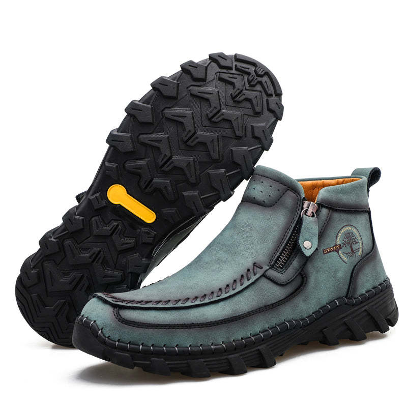 (⏰NOW ON: 49% OFF Sale! 🔥)Men's Premium Motorcycle Boots – Hand-Stitched Genuine Leather, USMCA Recommended - Wide Toe, Waterproof, Anti-Slip, Anti-Sprain, Ortho Support, Suitable for Riding, Work, Driving, Hiking-SCSLUXE