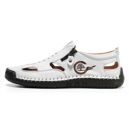 (⏳NOW ON: 49% OFF Sale! 🔥)Mens Casual Shoes Summer Breathable Sneakers Loafers Walking Shoes Hand Made Lace-Up Leather Dress Flats Shoes for Driving Business Working Office-SCSLUXE