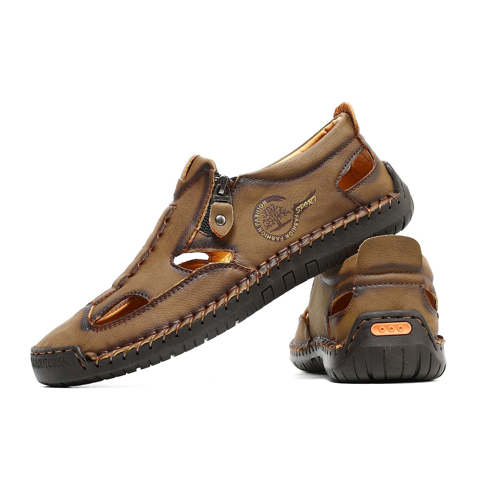 (⏳NOW ON: 49% OFF Sale! 🔥)Mens Casual Shoes Summer Breathable Sneakers Loafers Walking Shoes Hand Made Lace-Up Leather Dress Flats Shoes for Driving Business Working Office-SCSLUXE