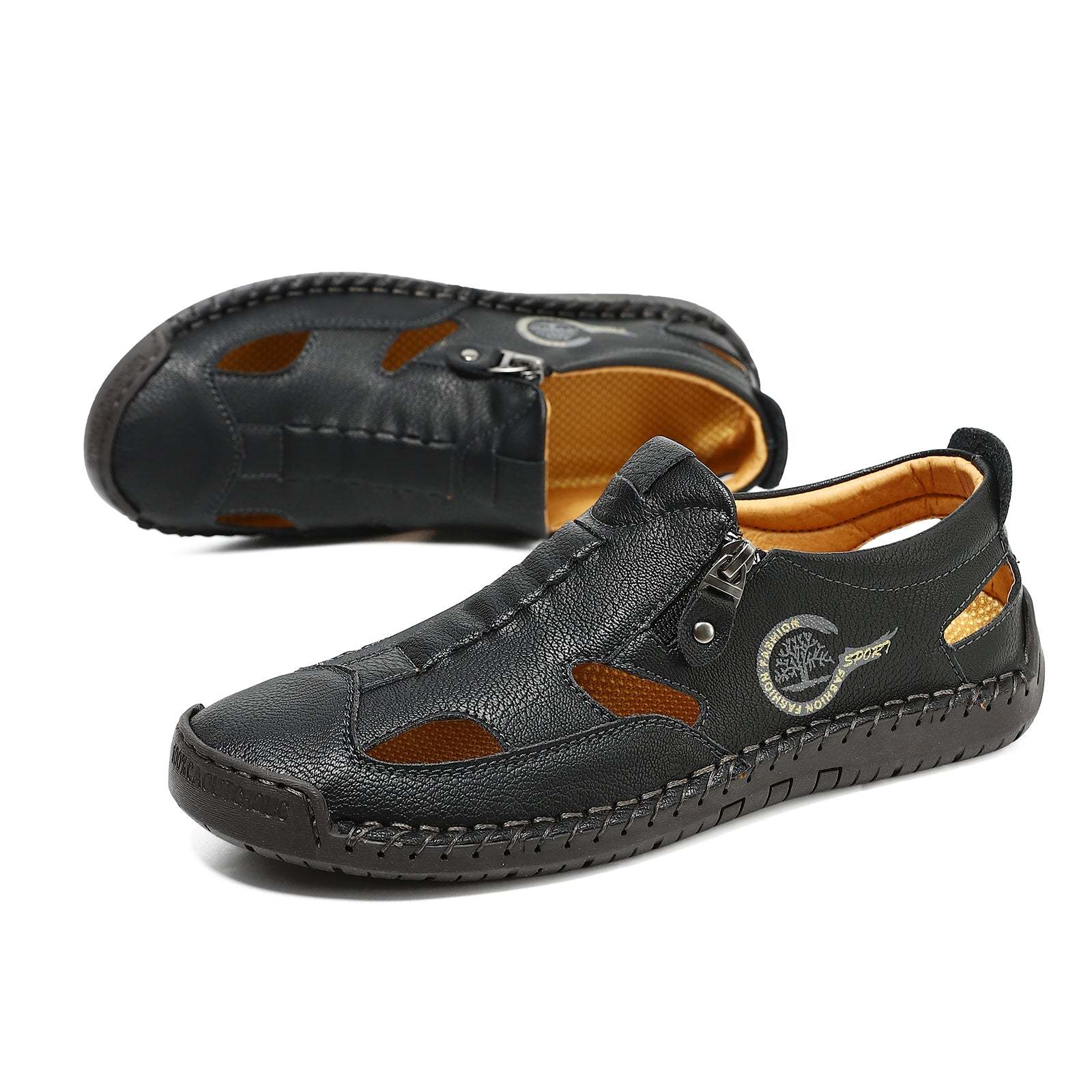 (⏳NOW ON: 49% OFF Sale! 🔥)Mens Casual Shoes Summer Breathable Sneakers Loafers Walking Shoes Hand Made Lace-Up Leather Dress Flats Shoes for Driving Business Working Office-SCSLUXE