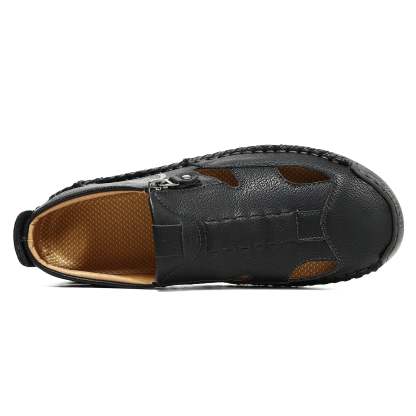 (⏳NOW ON: 49% OFF Sale! 🔥)Mens Casual Shoes Summer Breathable Sneakers Loafers Walking Shoes Hand Made Lace-Up Leather Dress Flats Shoes for Driving Business Working Office-SCSLUXE