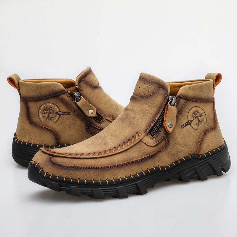 (⏰NOW ON: 49% OFF Sale! 🔥)Men's Premium Motorcycle Boots – Hand-Stitched Genuine Leather, USMCA Recommended - Wide Toe, Waterproof, Anti-Slip, Anti-Sprain, Ortho Support, Suitable for Riding, Work, Driving, Hiking-SCSLUXE