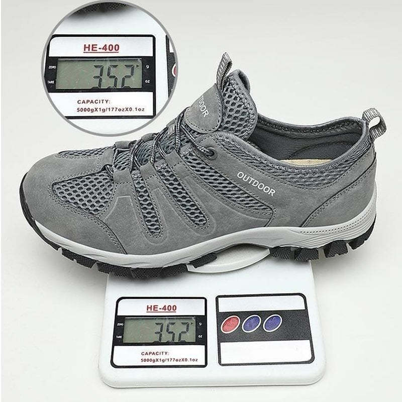 Men's Genuine Leather Breathable Lightweight Arch Support Hiking Orthopedic Shoes