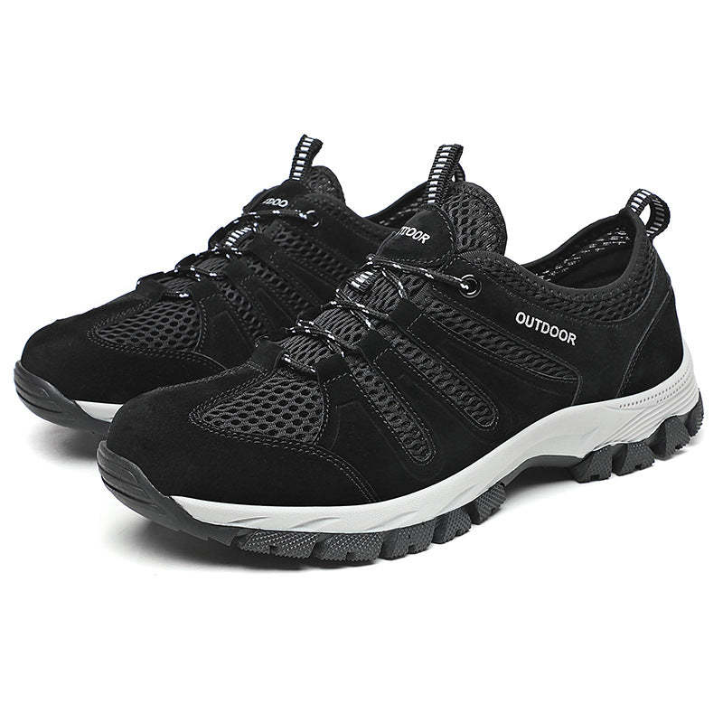 Men's Genuine Leather Breathable Lightweight Arch Support Hiking Orthopedic Shoes