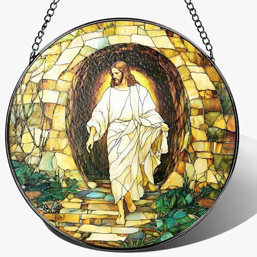 🔥Last Day 49% OFF - ✝️Stained Glass Cross and Wildflowers Suncatcher 