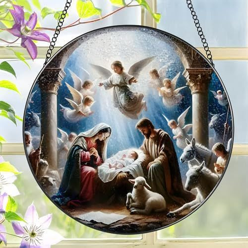 🔥Last Day 49% OFF - ✝️Stained Glass Cross and Wildflowers Suncatcher 