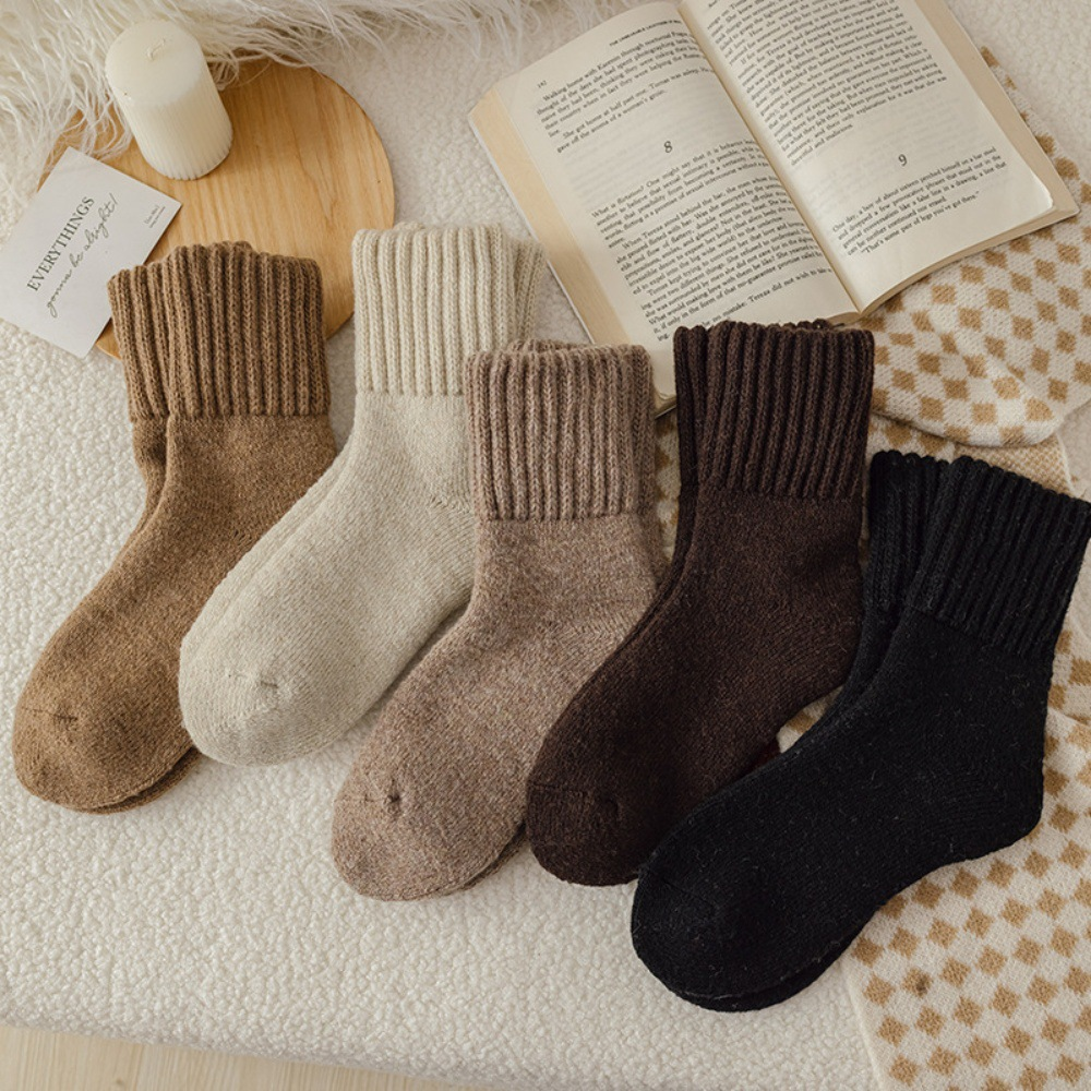 Women's Solid Mid-calf Socks, Casual Soft Comfy Warm Socks for Fall & Winter, Women's Socks for Daily Wear 