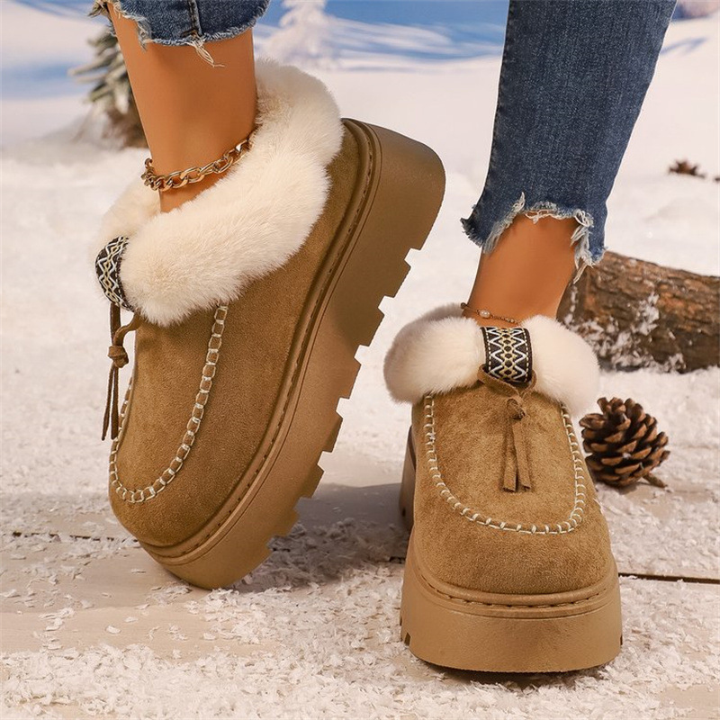 Winter New Thick-Soled Fleece-Lined Tassel Snow Boots