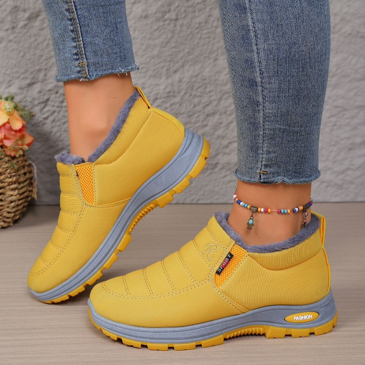 Women's Warm Sheepskin-Lined Boots Ladies Winter Ankle Slip on Short