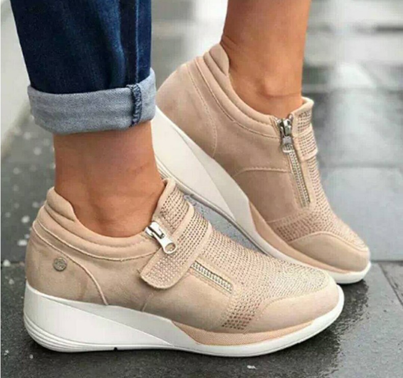 Wedge Heel Women’s Fashion Sneakers - Stylish Casual Sport Wedge Shoes for Daily Wear