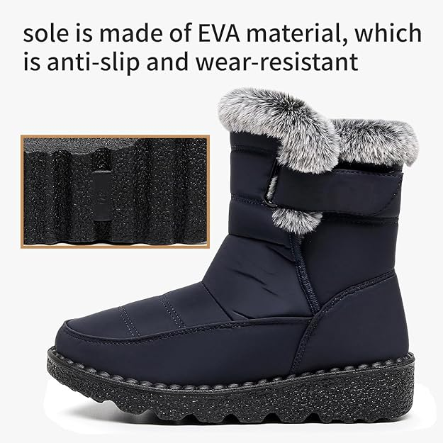 Women's Snow Boots Faux Fur Long Plush Platform Ankle Boots Waterproof Warm Cotton Winter Boots