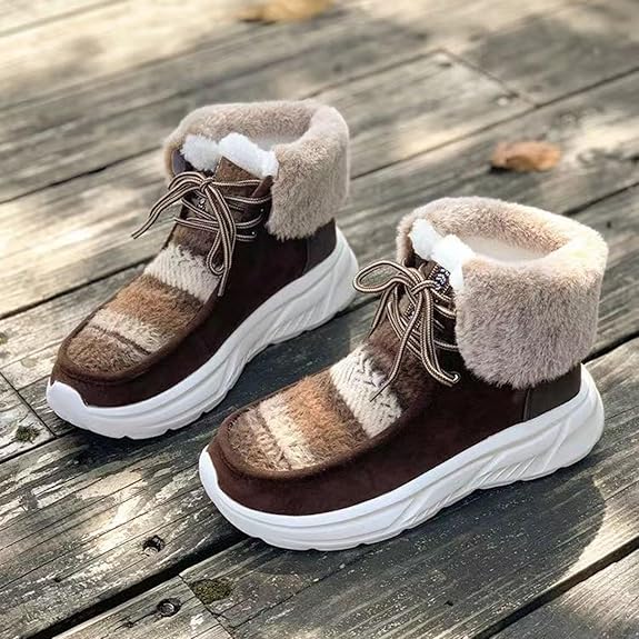 Women's Plush Suede Patched Lace Up Ankle Boots