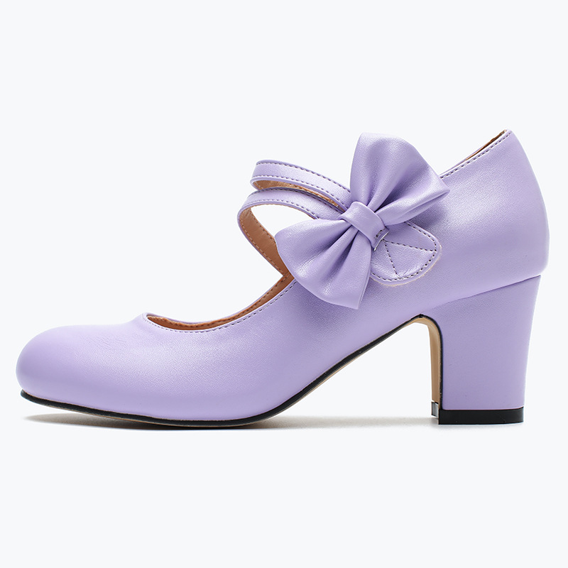 Butterfly Bow Mary Jane Chunky Heel Pumps