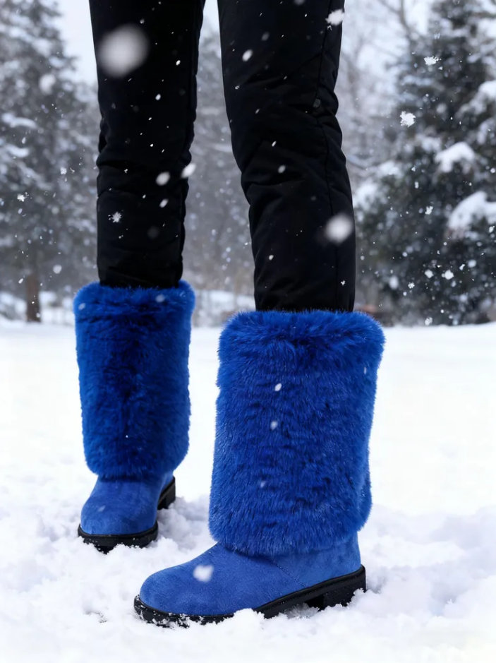 Long Faux Fur Cuff Winter Boots: Cozy & Vibrant Styles for Cold Days