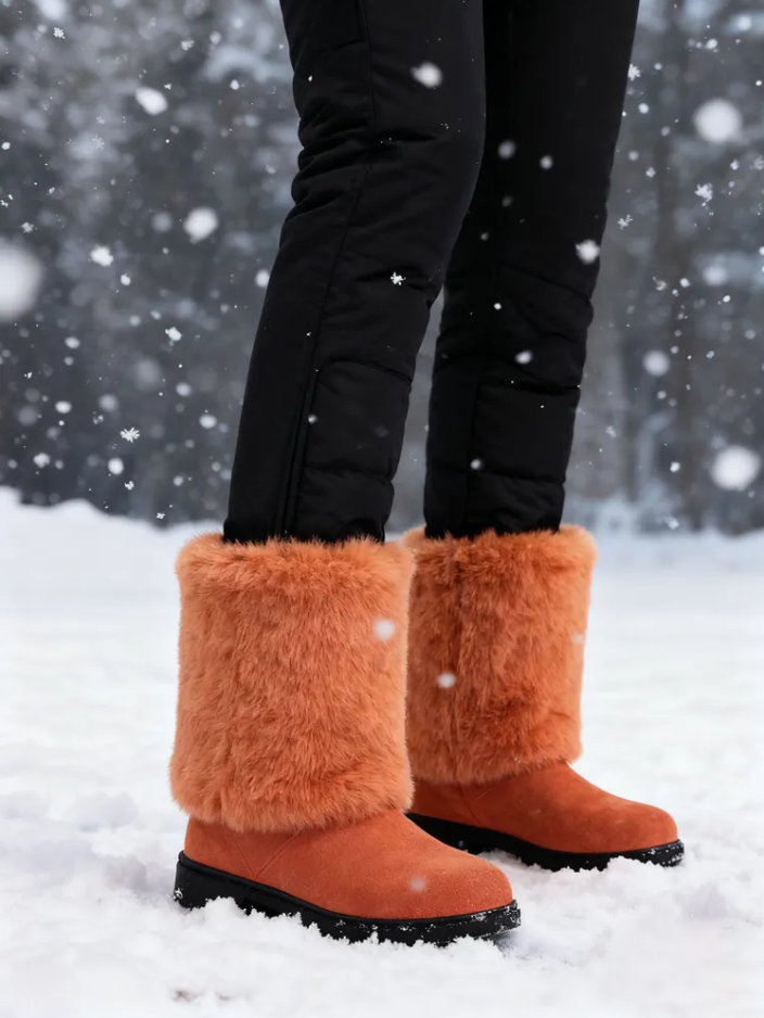 Long Faux Fur Cuff Winter Boots: Cozy & Vibrant Styles for Cold Days