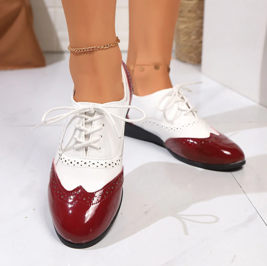 Women's Fashionable Casual Color Block Round Toe Comfortable Wedge Heels Shoes 