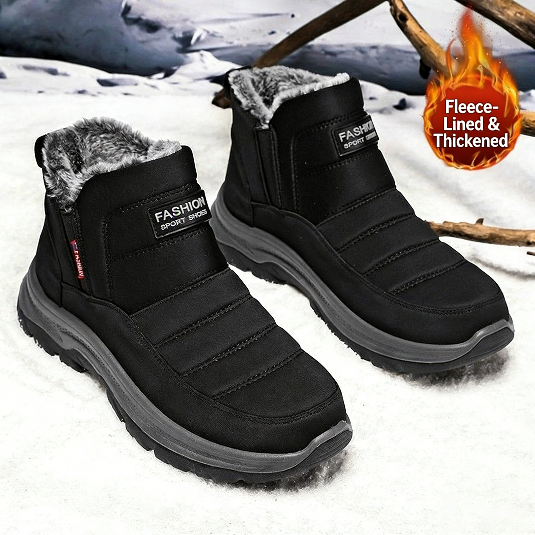 Cozy Fleece-Lined Winter Ankle Boots – Warm, Non-Slip & Easy to Slip On