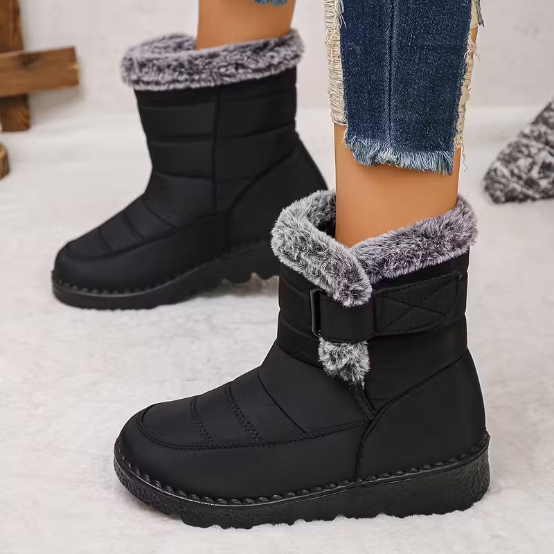 Women's Snow Boots Faux Fur Long Plush Platform Ankle Boots Waterproof Warm Cotton Winter Boots