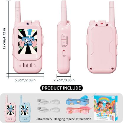 Video Walkie Talkies for Kids, Handheld 2 Pack Rechargeable Video Intercom Kids Walkies Talkies