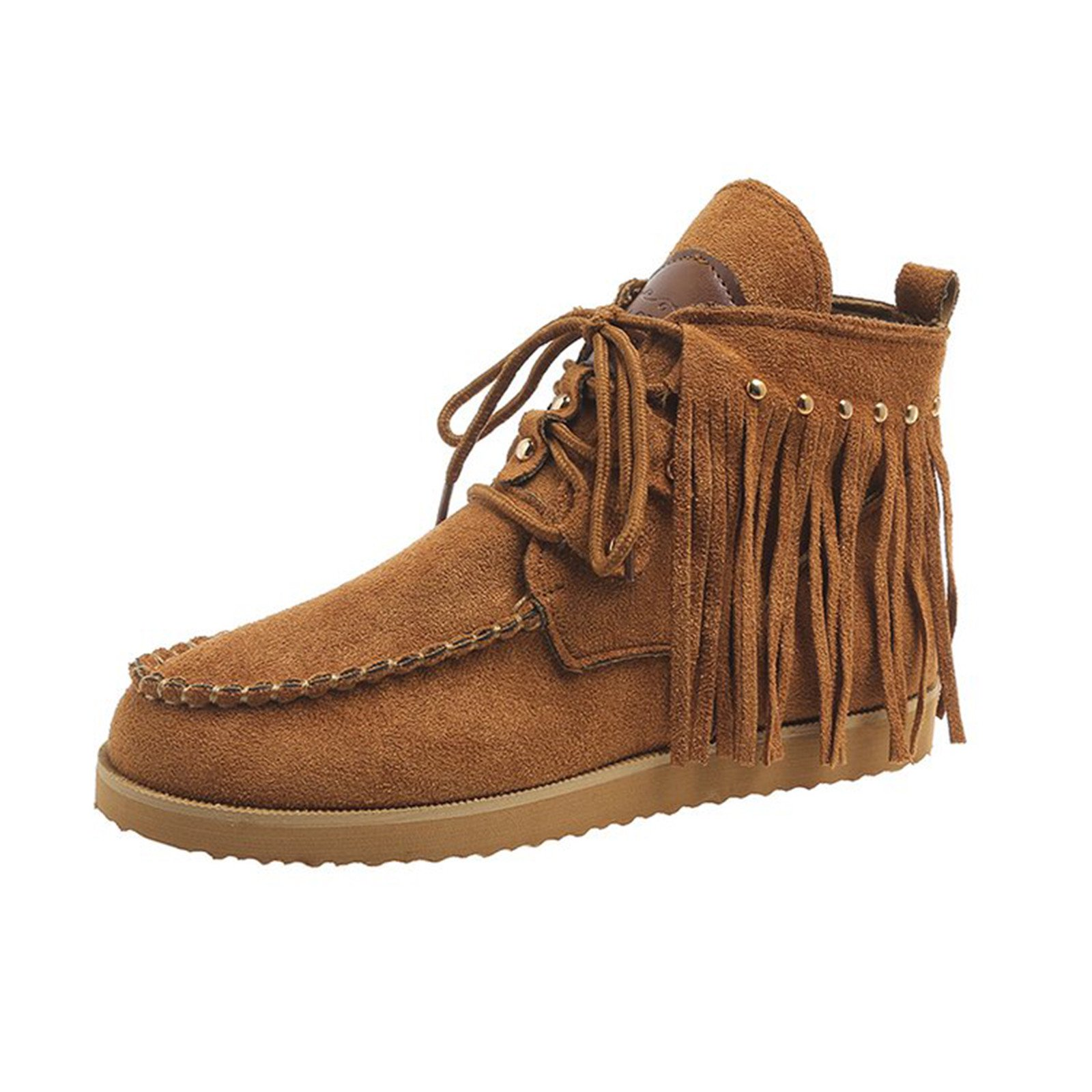 (⏳NOW ON: 50% OFF Sale! 🔥)Women’s Boho Fringe Ankle Boots – Soft Suede
