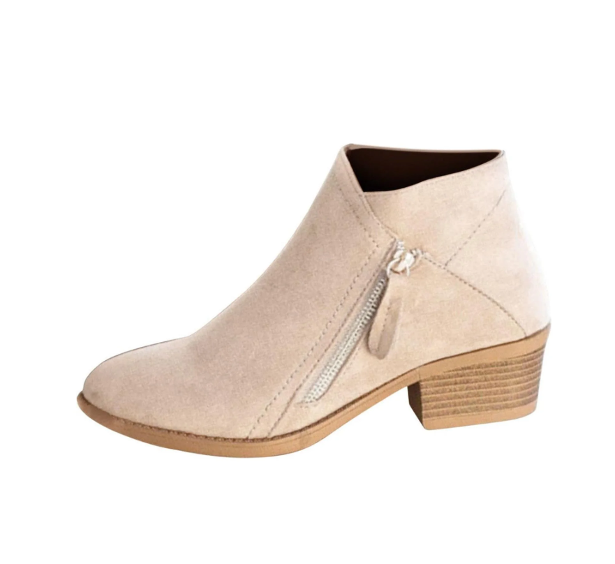 Women's Low-heeled Ankle Boots Vintage Women Slip On Boots Pointed Toe Round Head Thick Heel Short Shoes